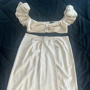 PrettyLittleThing Cream Two-Piece Set